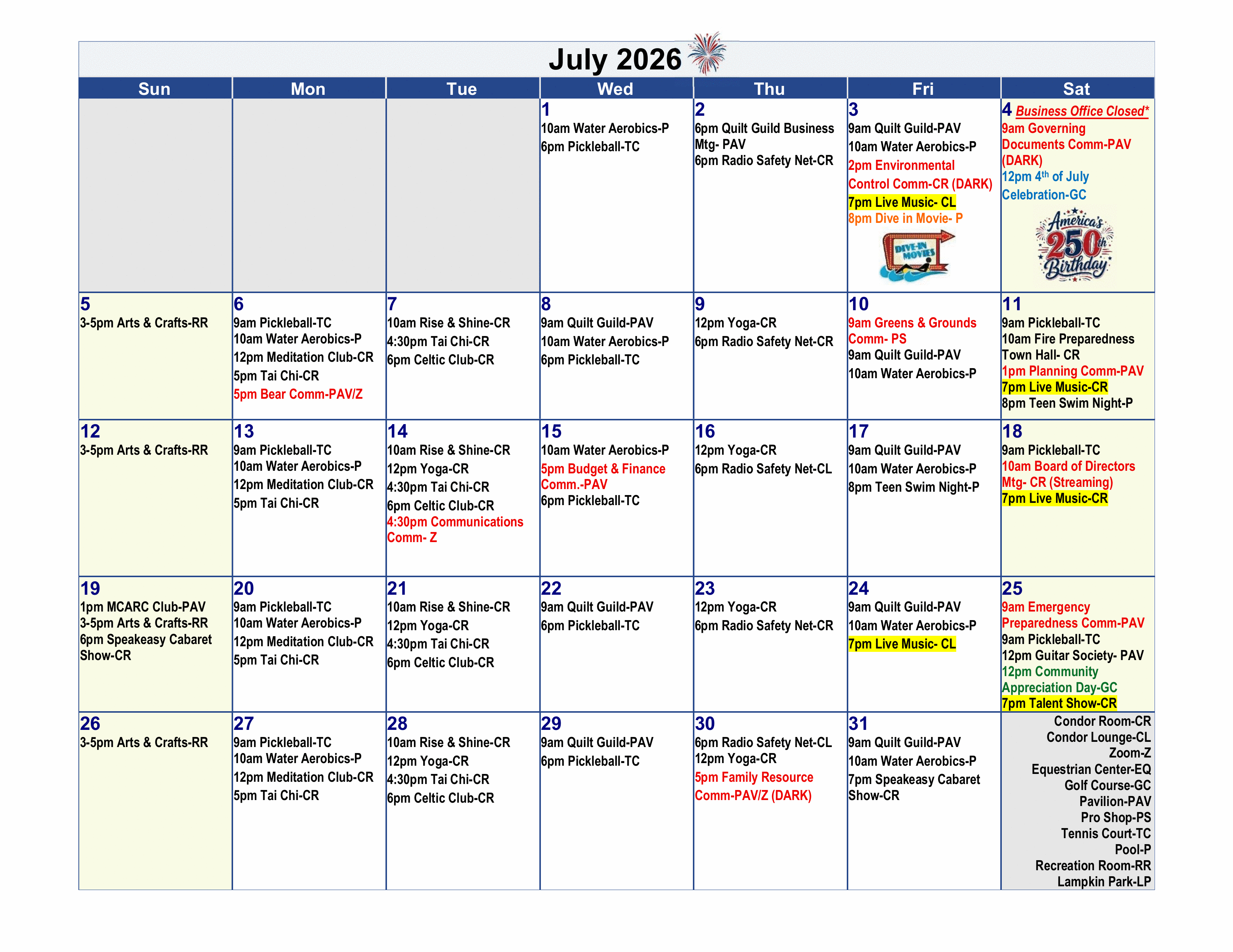 July 2026 Calendar